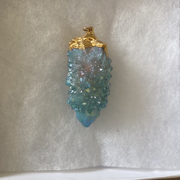 Gold Dipped Quartz Necklace Pendant - Picture 2 of 5